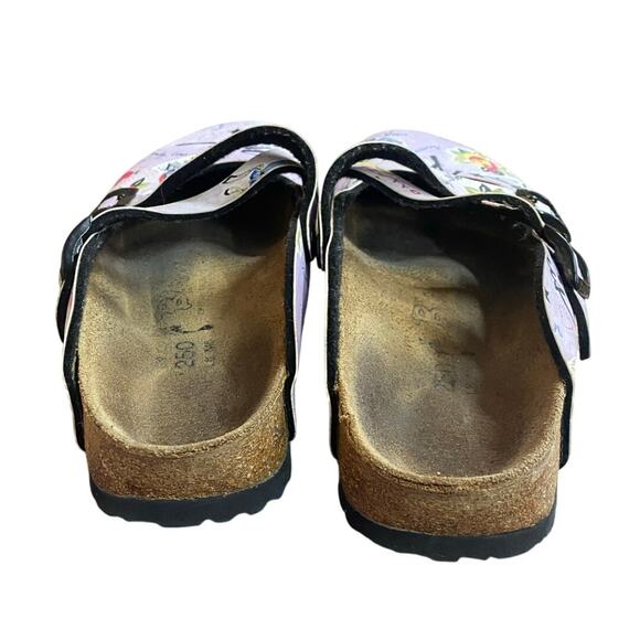 Birkenstock Paris Retro Slip On Women's Clogs 8 Pink Black Cross Buckles - Picture 5 of 8